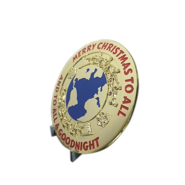 Brilliant Gold Soft Enamel Metal Belt Buckle For Santa Claus Belt In 4 Inches Wide