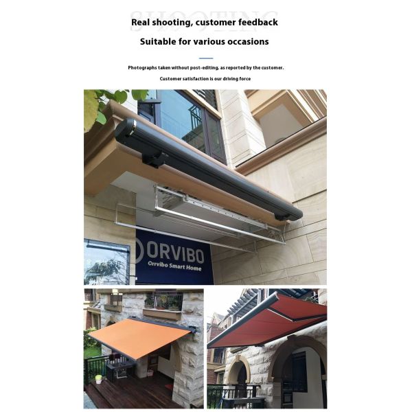High Quality Aluminum Electric Remote Control Retractable Folding Arm Awnings Full Cassette Polyester Awning Canopy