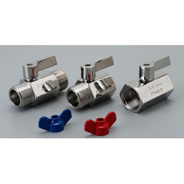 SS304 SS316 Stainless Steel Mini Ball Valve Female to Male Threaded Female Thread 90° Handle Water Gas Shut-off Valve