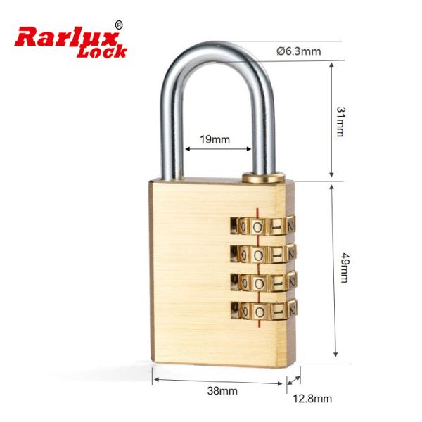 Rarlux 4 Digits Password Industrial Safety Eco-Friendly Durable High Safety Luggage Bag Brass Combination TSA Padlock