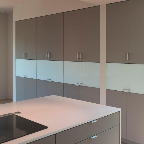 Metallic Grey PVC Kitchen Cabinet Modern Modular Wood