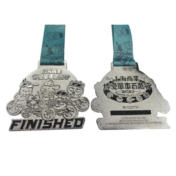 Zinc Alloy Die Struck Sand Blasting Cycling Medal