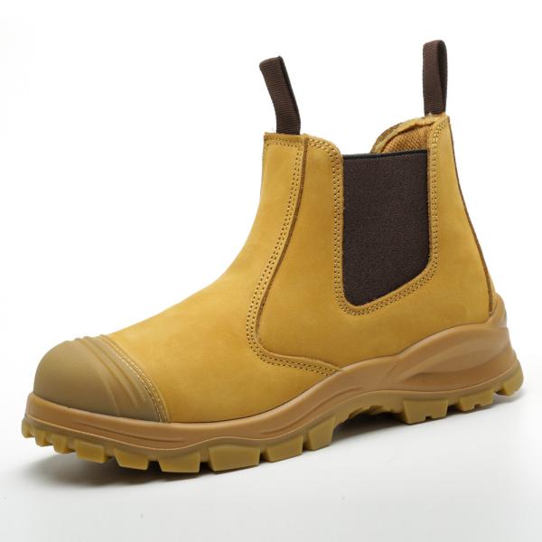 Wheat Genuine Leather Cowhide Steel Toe Security Boots ODM