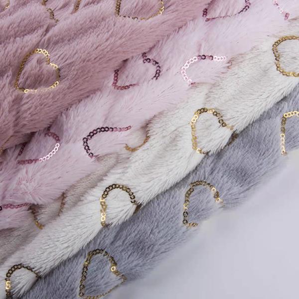 DDP China Supplier Wholesale Shine Poly Embroidered Sequin Fabric Manufacturer Fleece Velvet Fabric