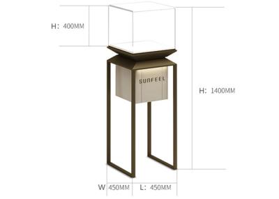 Potência de saída de 12 V Casos de exibição de vidro personalizados Bronze Desenho 3D livre de cores