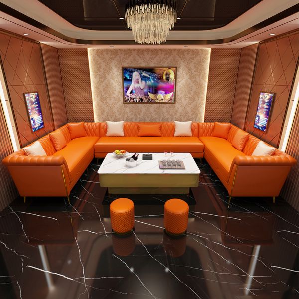 Custom Modern Leather L Shape Sofa bar Lounge Furniture Nightclub U Shape Restaurant Booth Seating Light Luxury bar Furniture