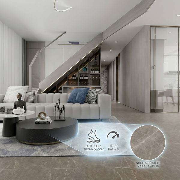 Anti-Slip Rustic Porcelalin Tile Marble Looking Floor Tile For House And Hotel