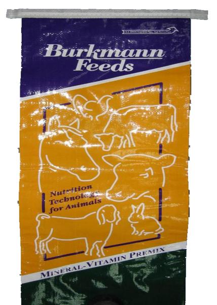 PP Woven Laminated Animal Feed Bags , 15kg Empty Feed Bags Double Stitched