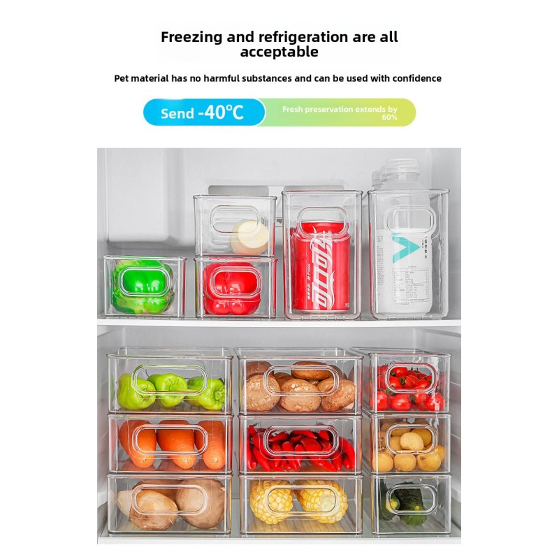 Hot Selling Modern Design Plastic Kitchen Drawer Refrigerator Organizer Food Storage Container with Handle