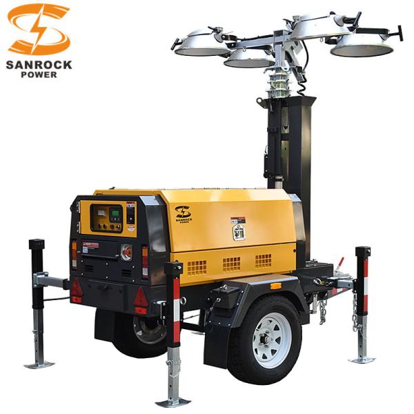 2 Wheels Portable Light Tower Generator Stable Performance Towable Light Tower