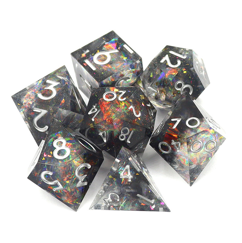 Custom Logo Liquid Core Resin Dice Set 14MM-20MM Polyhedral DND Dice for RPG Games