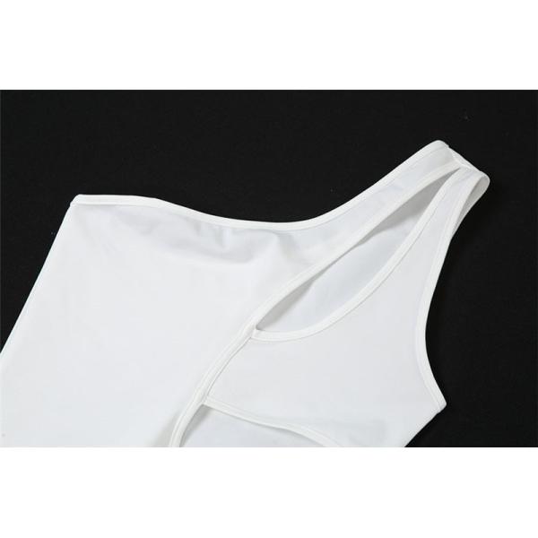 Skinny Hollow Out Women Bodycon Jumpsuit , Casual White One Shoulder Jumpsuit