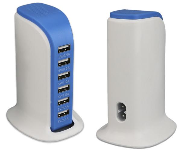 American 6 Port USB Wall Charger 2100mA , High Speed USB Home Charger