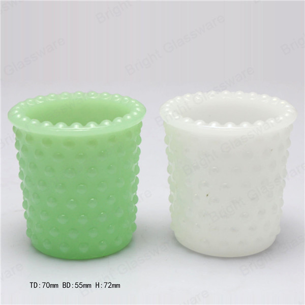 Fancy handmade Opal candle cup, milky white opal glass cup, green opal candle holder for sale
