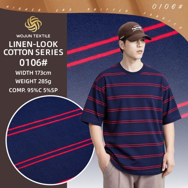 Smooth And Breathable And Moisture-Wicking  Striped Knit Fabric  For T-Shirt