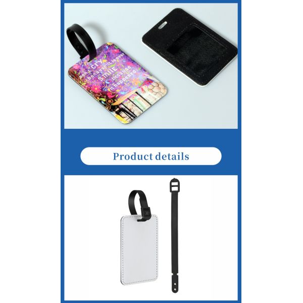 Custom Personalized Shiny White Sublimation PU Leather Luggage Tag Card Holder for Promotional & Business Gifts