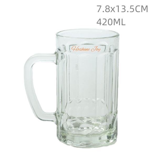 Cylindrical Glass Beer Mug 16oz Freezer Beer Stein Mugs With Handle