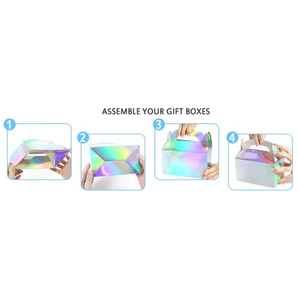 Party Treat Boxes, Iridescent Metallic Foil Gift Boxes- arty Favors, Goodie Candy Boxes for Wedding, Birthday
