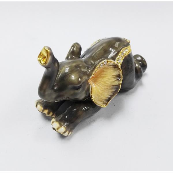 Custom metal elephant shaped vintage jewelry box for promotional gift