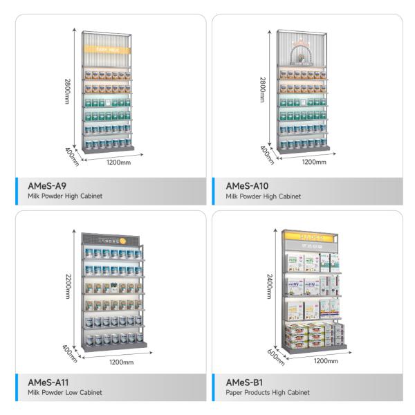 Infant Formula Cabinet Single-sided Wooden Shelf  with LED Light Strips for Maternity Shop Interior Design