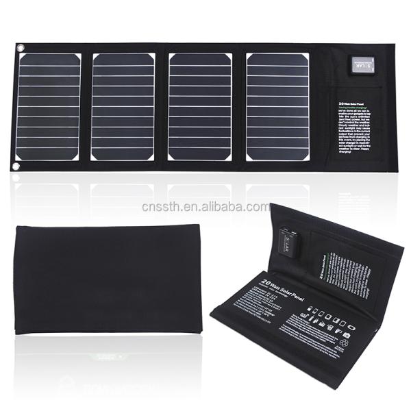 Dual USB Charger 20W Foldable Solar Panel Bag Fold Away Solar Panels Lightweight