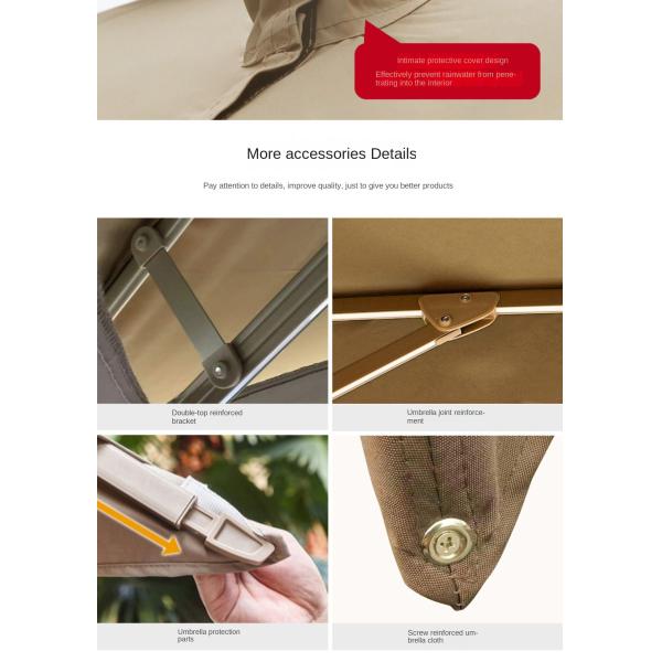 OEM Aluminum Frame Parasol Cantilever Patio Umbrella With White LED Lights