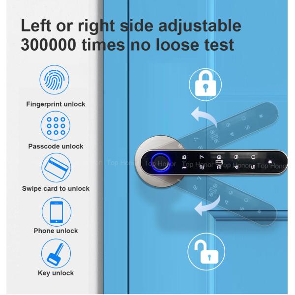 Легкая установка Tuya App Дверный замок Биометрический Bluetooth отпечаток пальца Прикосновение для дома