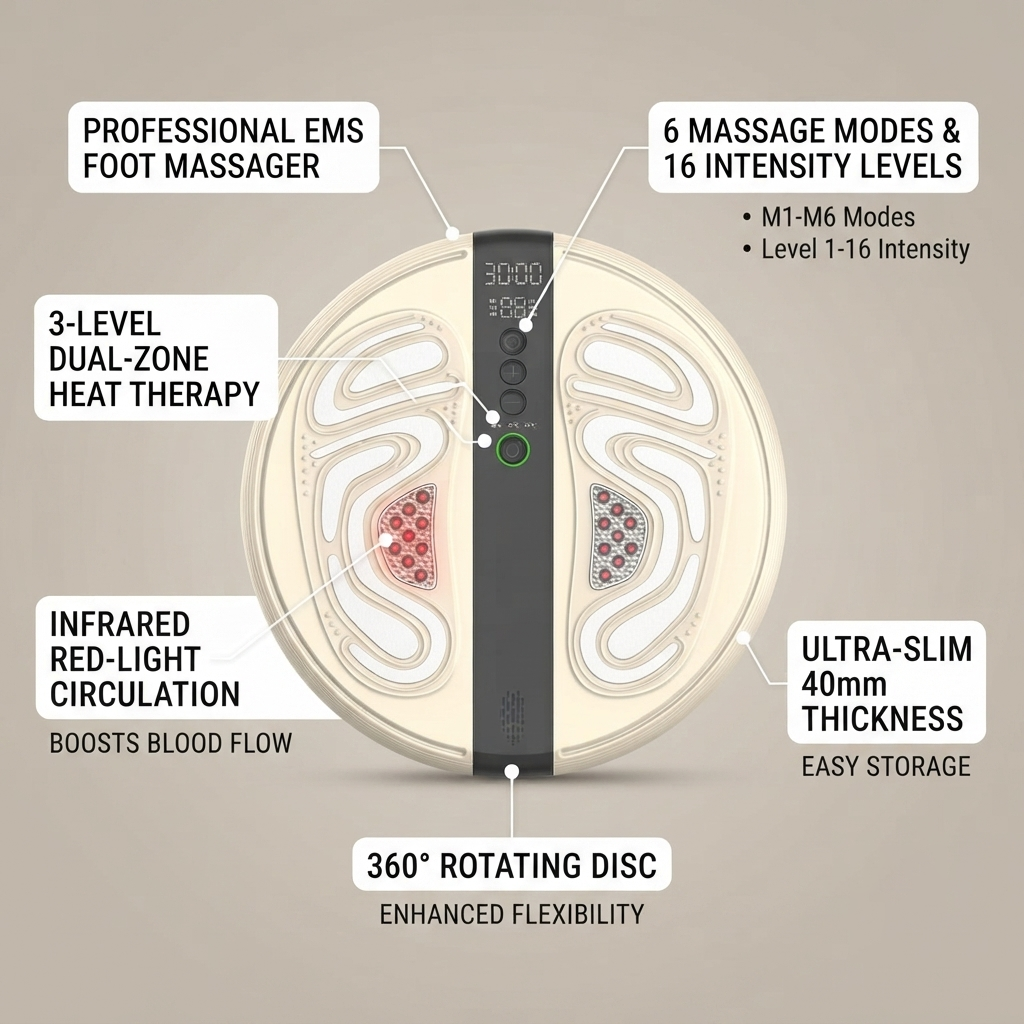 ZN-DB51 Portable EMS Foot and Leg Massager with Red Light Heat Therapy & Muscle