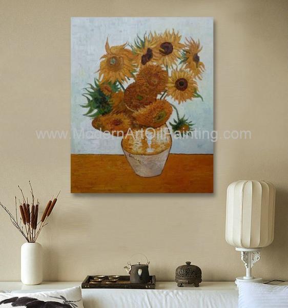 Countryside Vincent Van Gogh Oil Paintings Sunflowers with Vienna Gold Leaf 20 x 24 inches