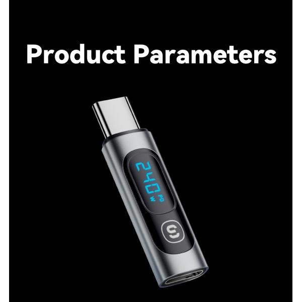 ESSAGER ES-OTG16 240W Type C To C USB OTG Adapter With Digital Display
