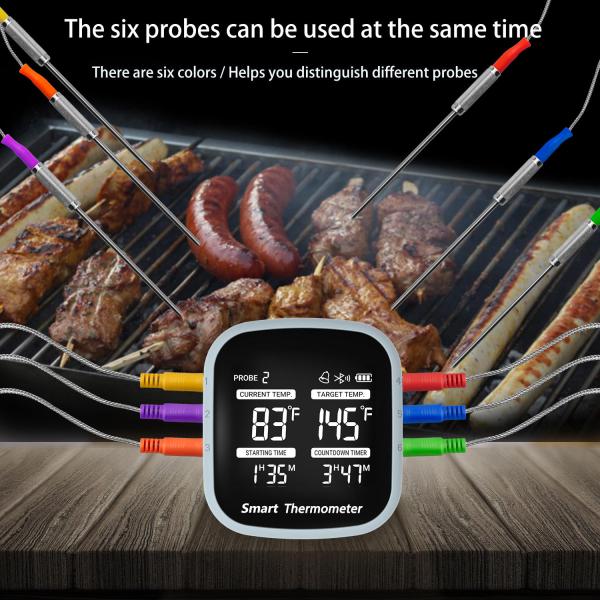 DTH-155 -50 To 300℃ Bluetooth Wireless Smart Digital Meat Thermometer Kitchen Cooking Food Thermometer With 6 Probes