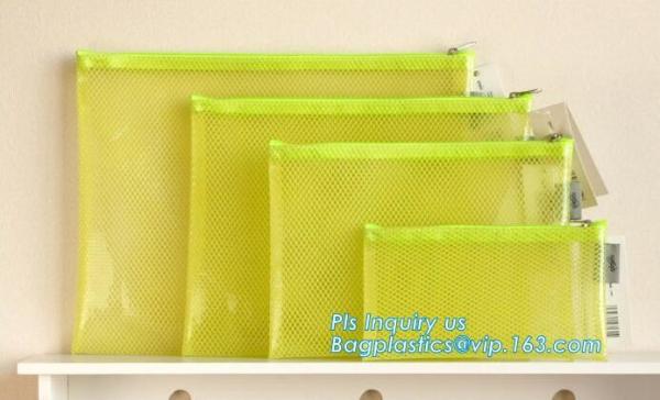 k document file bag, Document File Folder /Document Bag, Mesh pattern plastic zip bag with handle file bag, slider