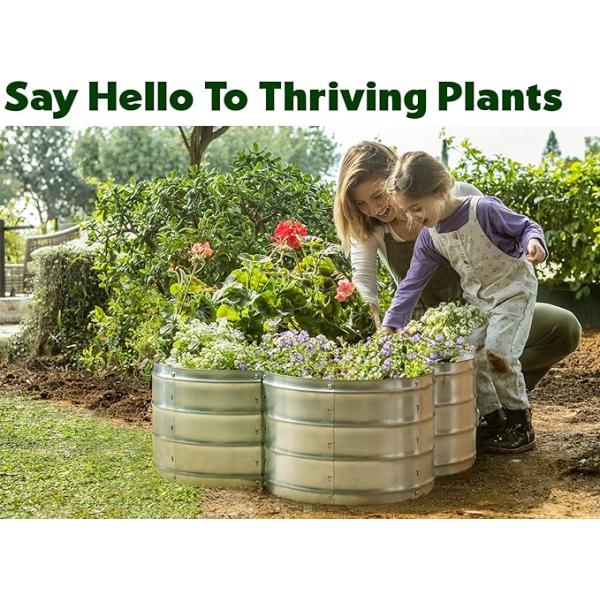 Galvanized Raised Garden Beds Outdoor Planter For Gardening Vegetables 3*3*1 Ft Irregular Sharp Metal Garden Box(Sliver)