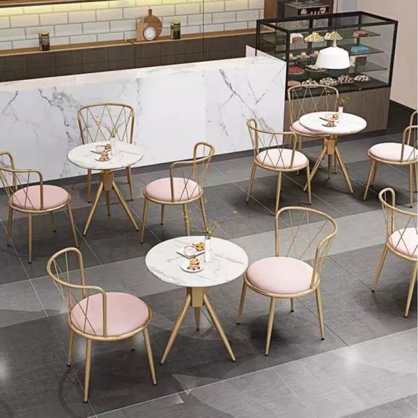 Antirust Seamless Welding Velvet And Metal Dining Chairs Gold Legs