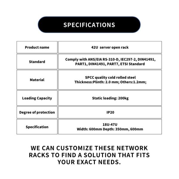 Black 27U Open Rack Perfect for 19inch Cabinet Standard Needs