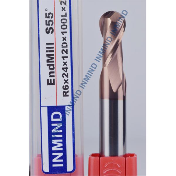 12 mm AOL 100 mm Ball End Milling Cutter , High Precision Milling Cutting Tools