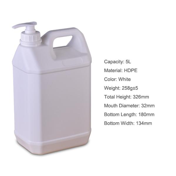 Pompes en plastique carré HDPE poudre de gel de douche pour le shampooing liquide 1L-5L