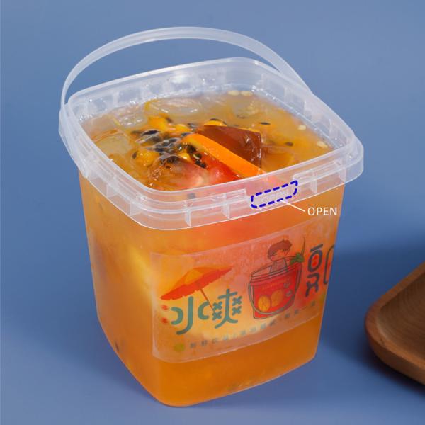 Capacity 280ml 500ml 1L 2L Food Grade Square Small Clear White Plastic Bucket BPA Free