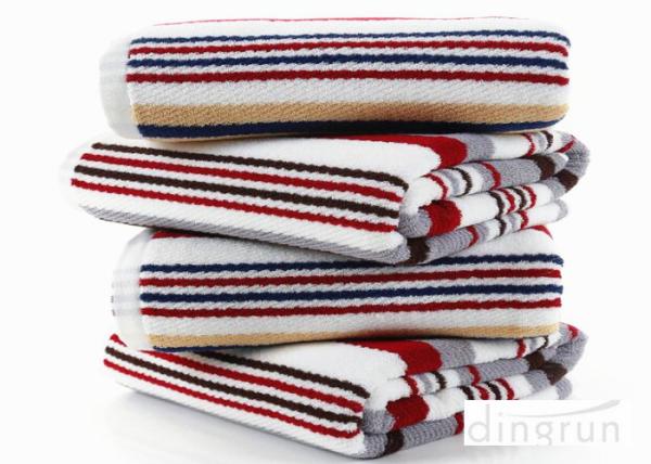 Jacquard Striped Terry Customized Cotton Bath Towels 60*120cm AZO Free