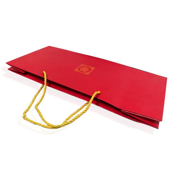Red Gift Bags With Handles 18×13×7cm Recycled Paper Merchandise Bags
