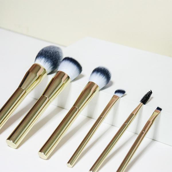 Luxurious cosmetic Makeup Brush Set 6pcs aluminum handle and ferrule makeup brush kit