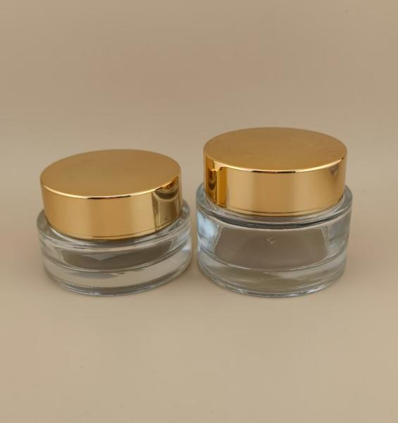 Clear Glass Cream Jar with Golden Screw Lid For Female Lotion