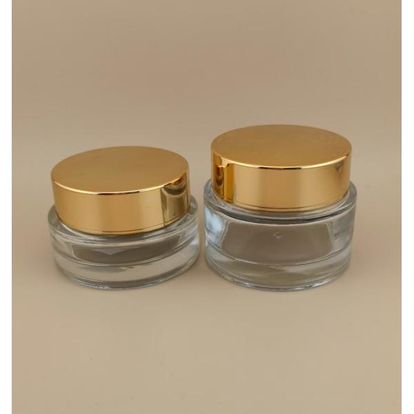 Clear Glass Cream Jar with Golden Screw Lid For Female Lotion