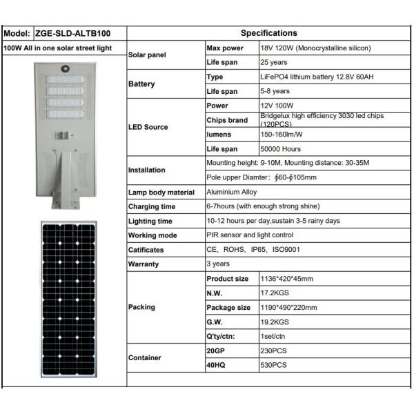 160lm/w-170lm/w Outdoor LED Street Lights 100W Aluminum Body