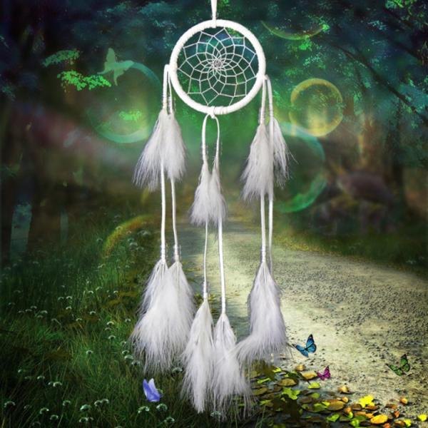 Circular Purple Handmade Dream Catcher Net With Feathers Wall Hanging Decoration Decor Craft Gift Wind Chimes for Home