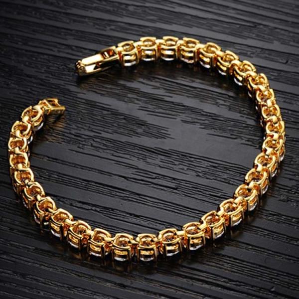 Gold Plated Cubic Zironia Tennis Bracelet Charm Women Wedding Jewelry(JKS408-Y)