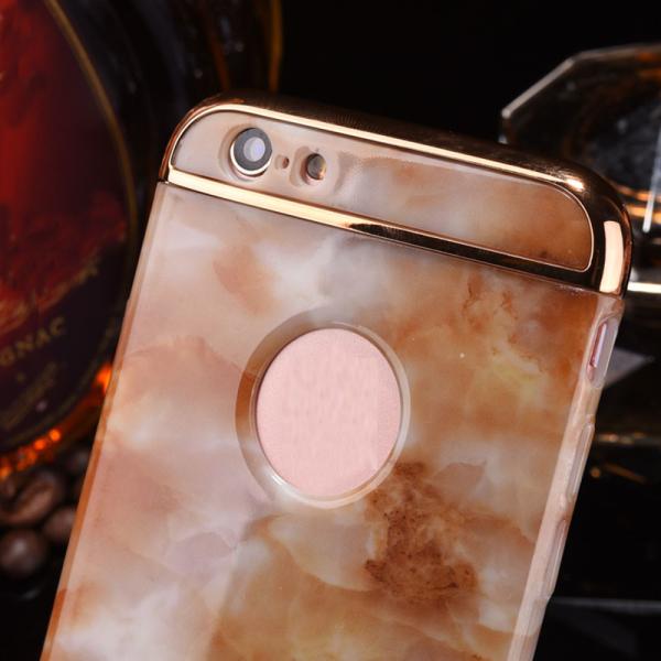 Hard PC 3 in 1 Plating Border Marble Lines Back Cover Cell Phone Case For iPhone 7 7 Plus 6 6s Plus
