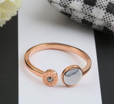 316L Steel 18k Real Gold Shell Opening Ring Jewelry Roman Number Diamond Finger Rings