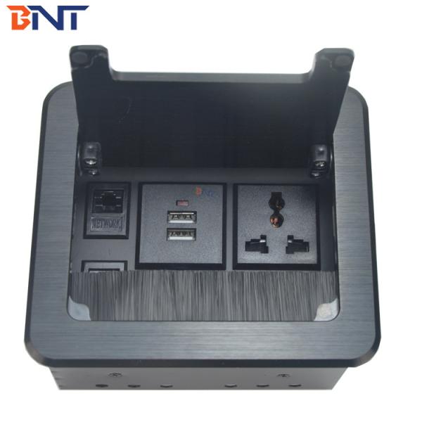 Почищенные щеткой электророзетки алюминиевого сплава настольные с сальто - откры