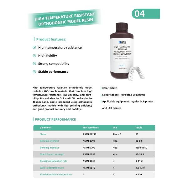 Resina fotossensível de alta dureza Impressão 3D Resina dentária 3D de baixa contração